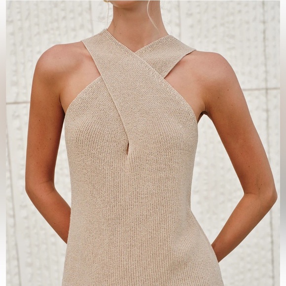 NWT The Commense Knit Halter Cross-Over Collar Tank Top - Picture 4 of 12